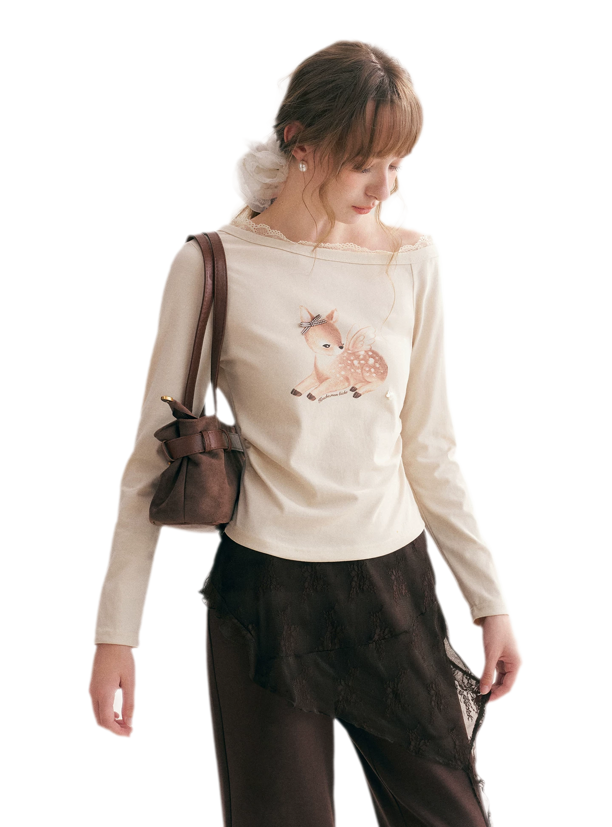 Hand-Drawn Lace-Trim T-Shirt