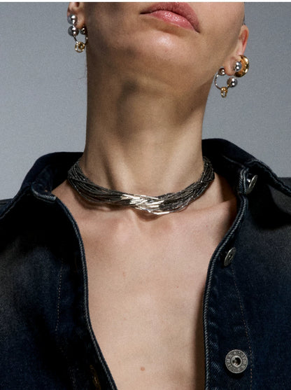 Silver Tube Sweater Necklace