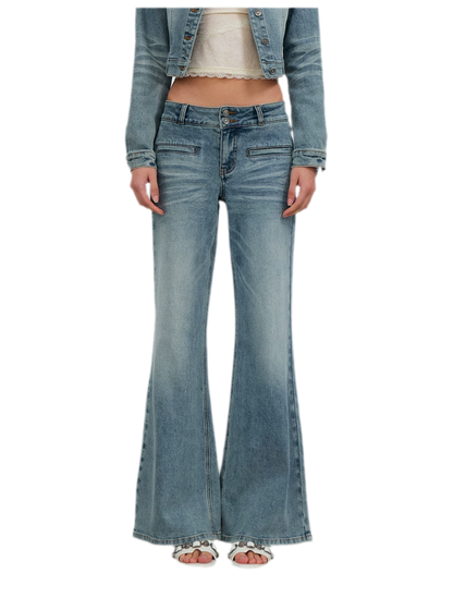 Washed Cat-Whisker Flare Jeans