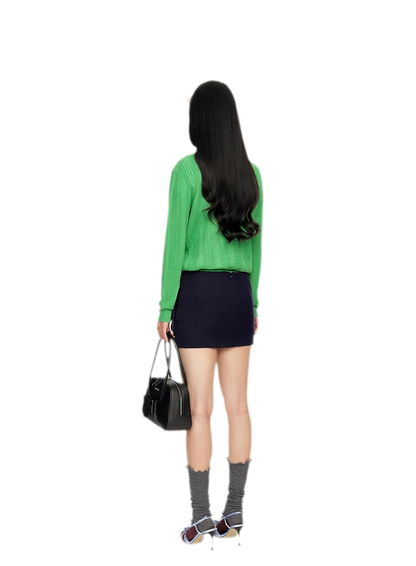 Summer Knit Pullover with Contrasting Collar