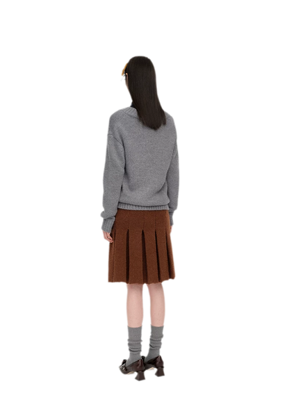 Wool Ribbed V-Neck Sweater