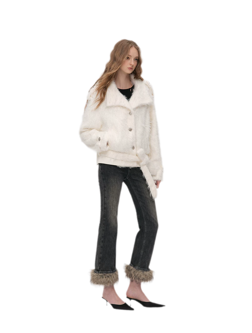 Long-Pile Faux Fur Jacket
