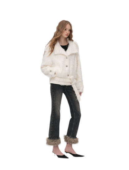 Long-Pile Faux Fur Jacket