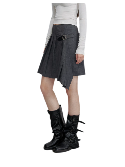 Asymmetric Pleated Strap Skirt