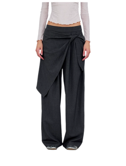 Twisted Overlay Wide-Leg Trousers