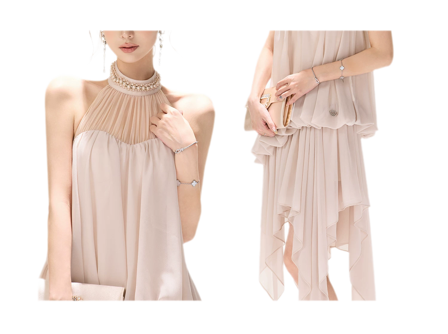 CYNR Pearl Halter Midi Dress – view 7