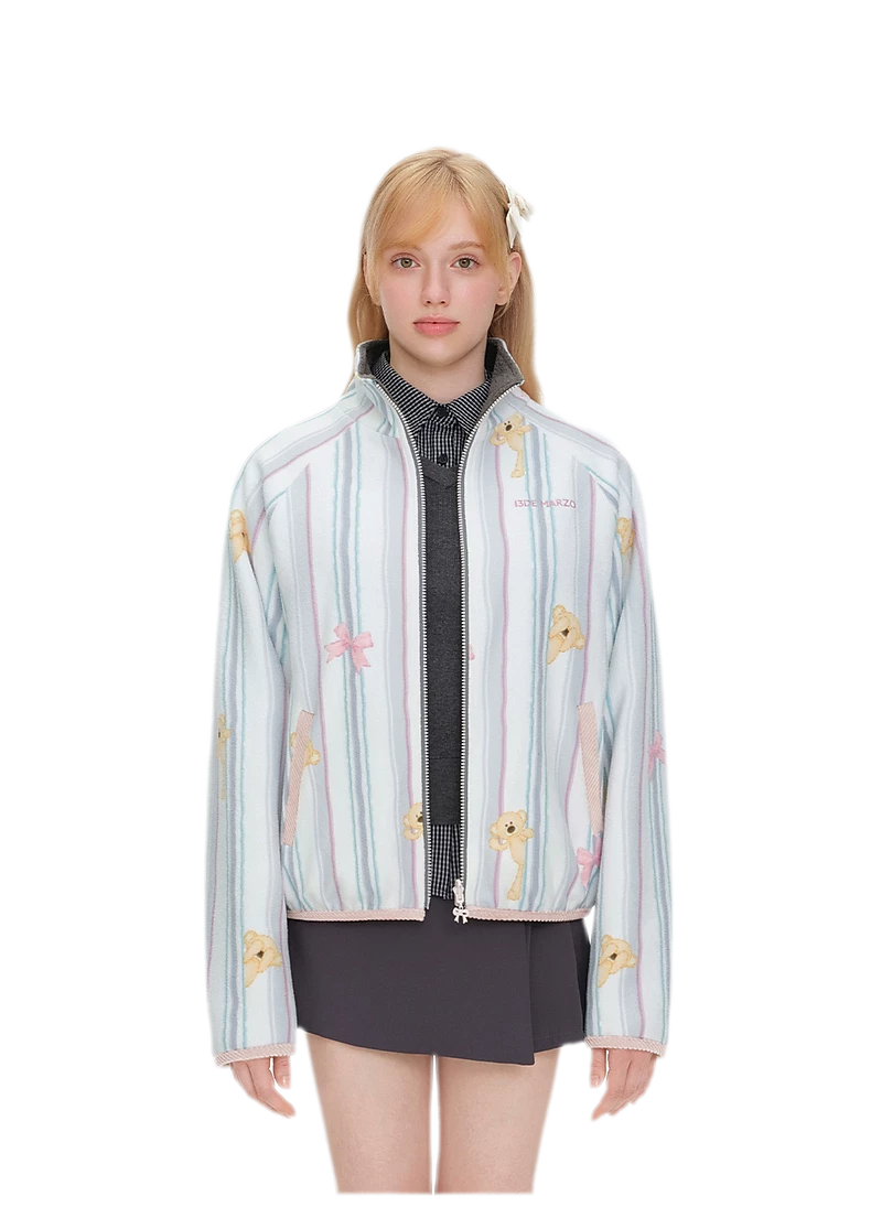 Printed Fleece Raglan Jacket