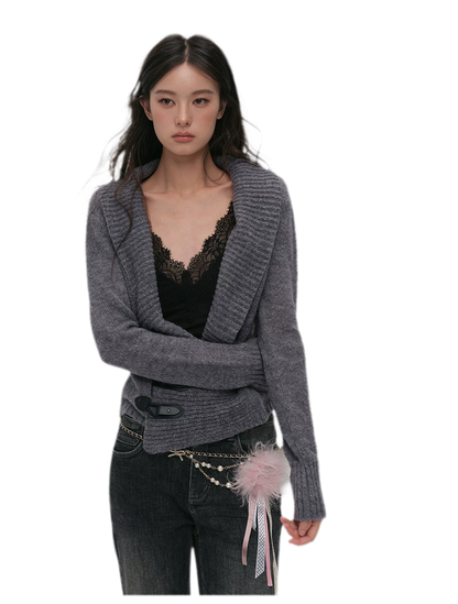 Wool Blend Shawl Cardigan