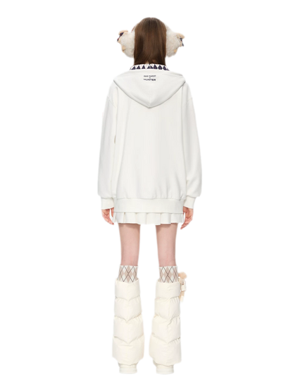 Áo hoodie oversized khóa kéo lót nỉ