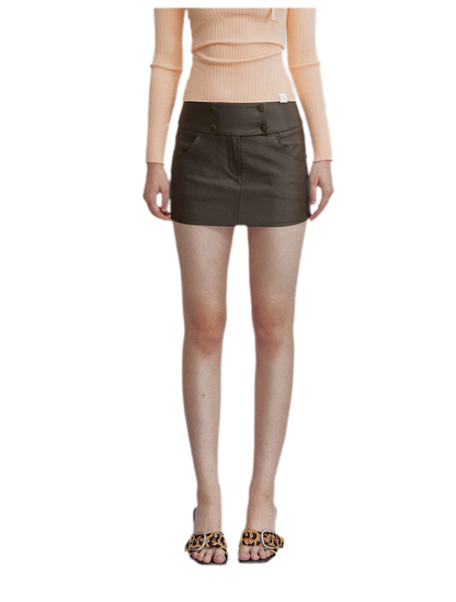 Mocha Brown A-Line Mini Skirt