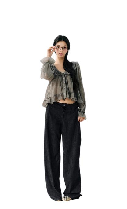 Ruffled Tencel Chiffon Blouse