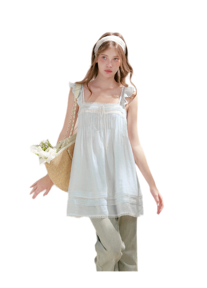 Pleated Lace A-Line Dress