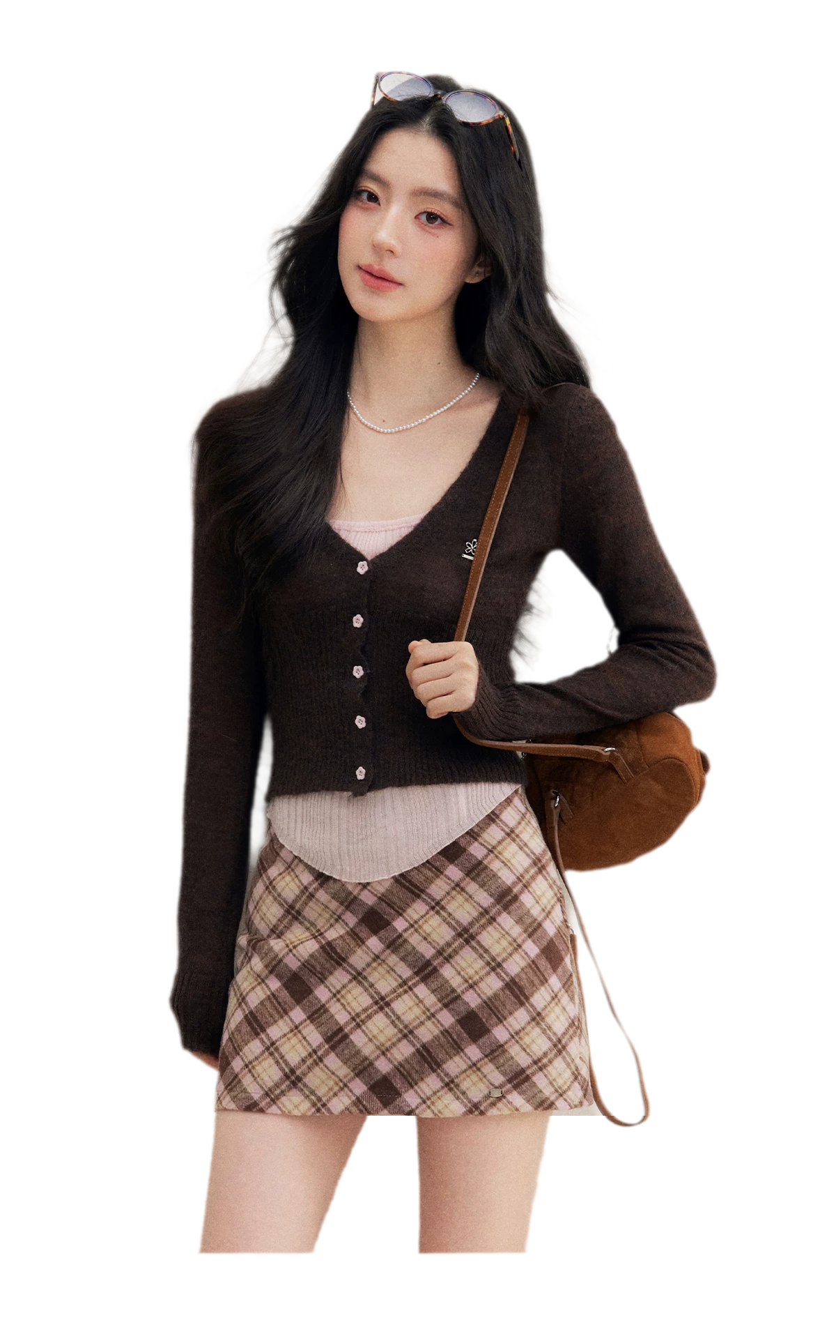 Brushed Contrast V-Neck Sweater