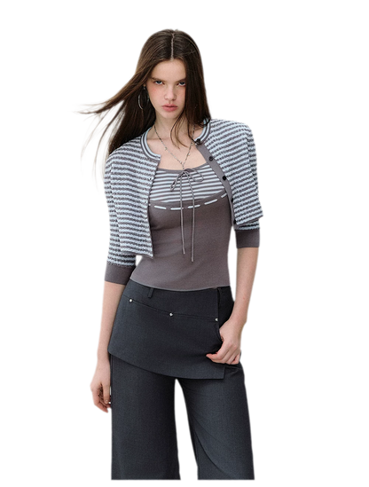 Textured Stripe Knit Set