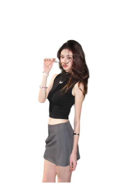 Sleeveless High Neck Tee