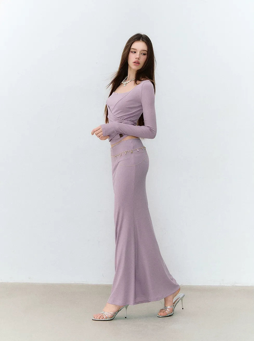 X-line Lace Trim Camisole, Pullover &amp; Mermaid Skirt