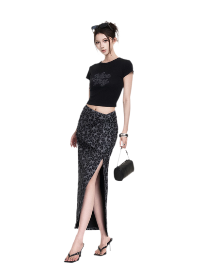 Leopard Tee Skirt Set