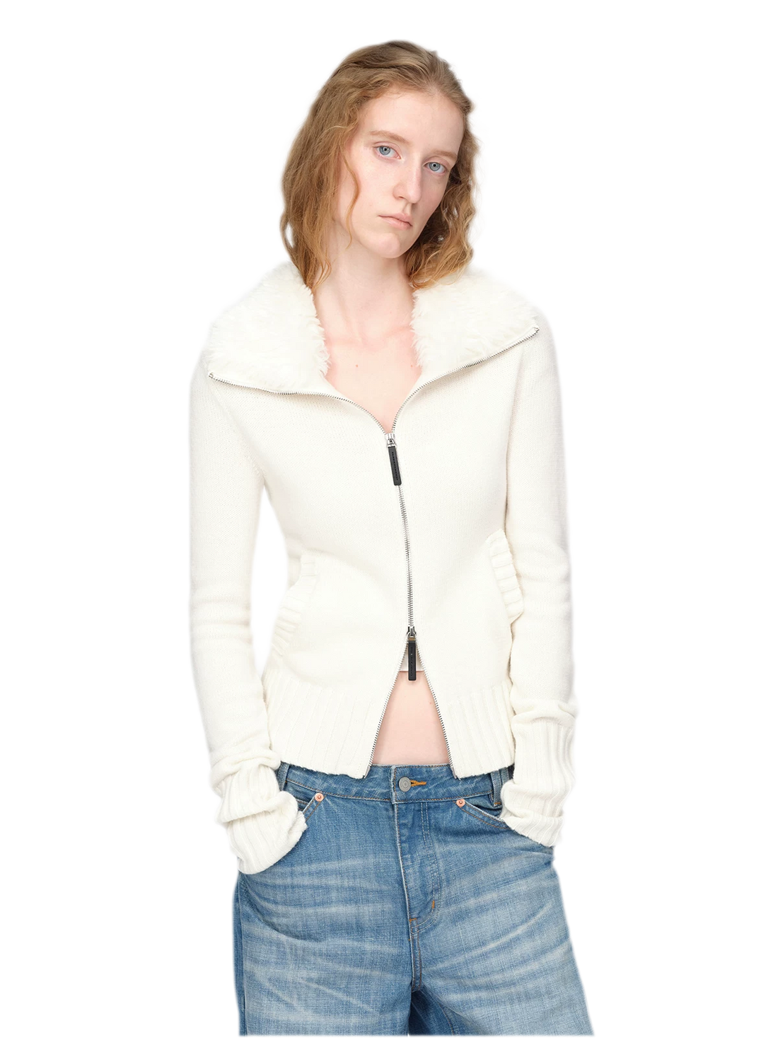 Wool Ribbed Fitted Cardigan