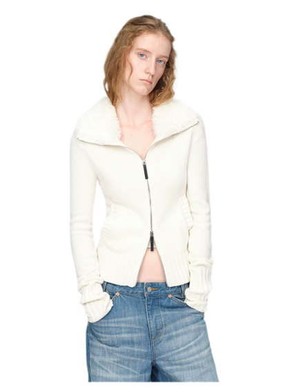Wool Ribbed Fitted Cardigan