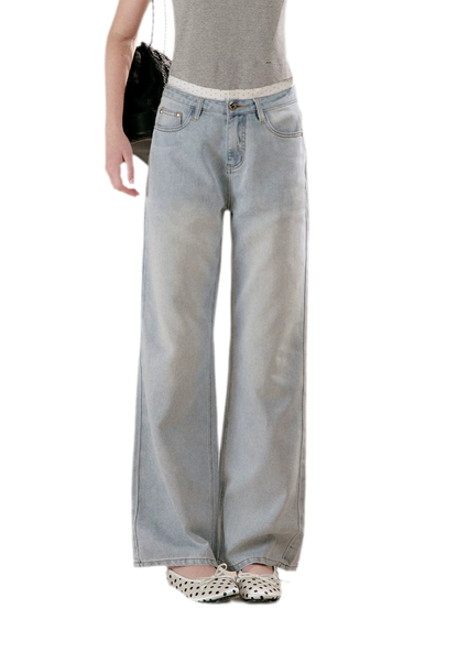 Washed Wide-Leg Jeans