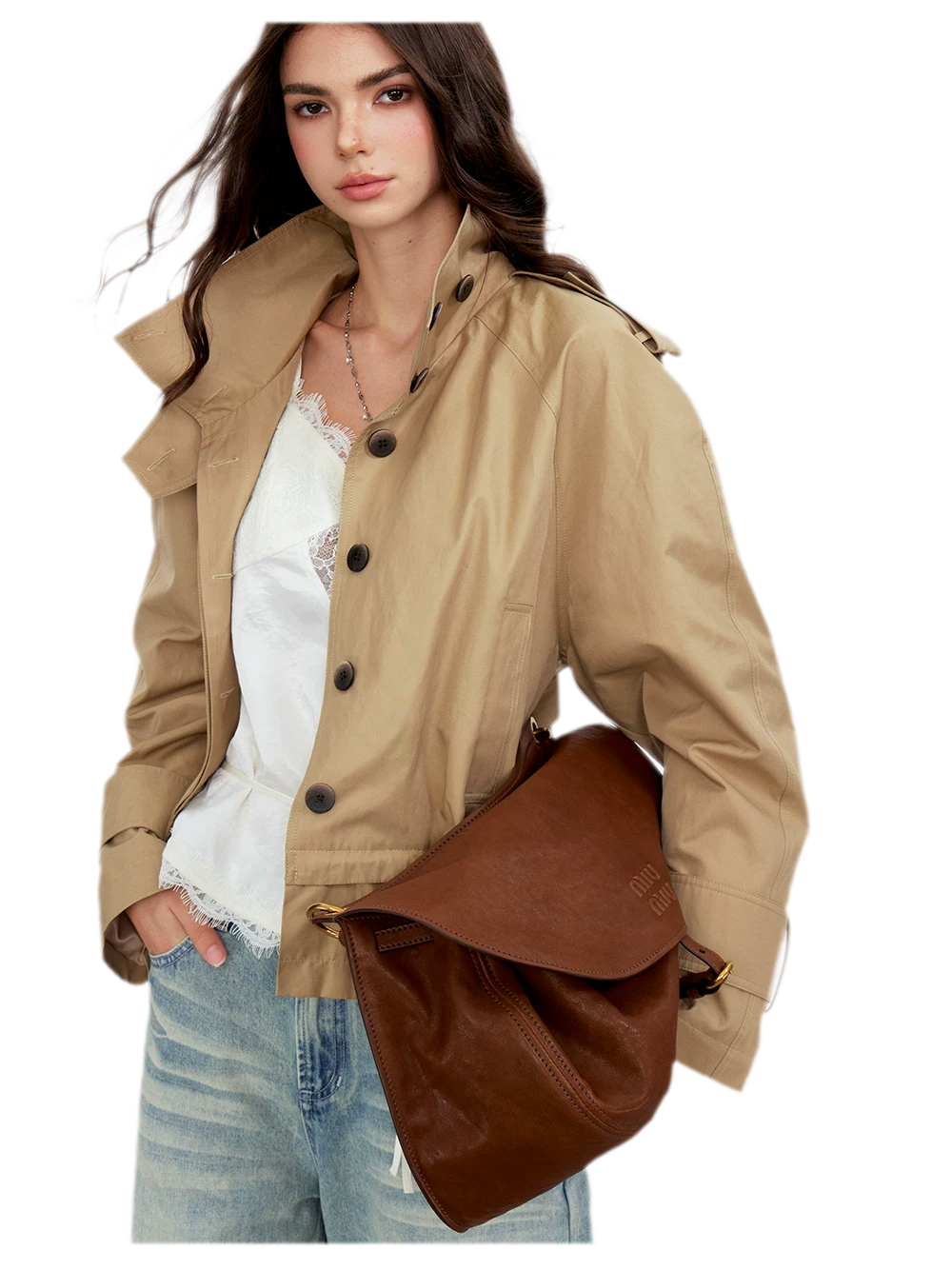 Cropped Workwear Trench Jacket