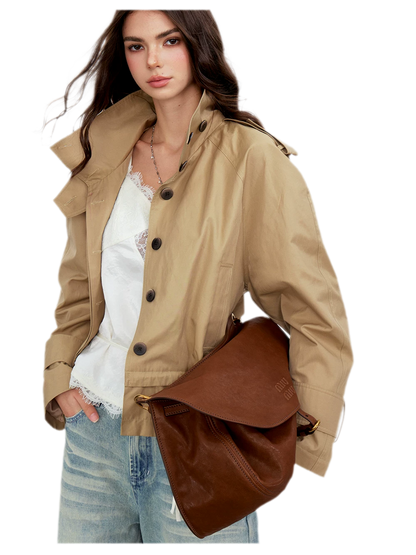 Cropped Workwear Trench Jacket