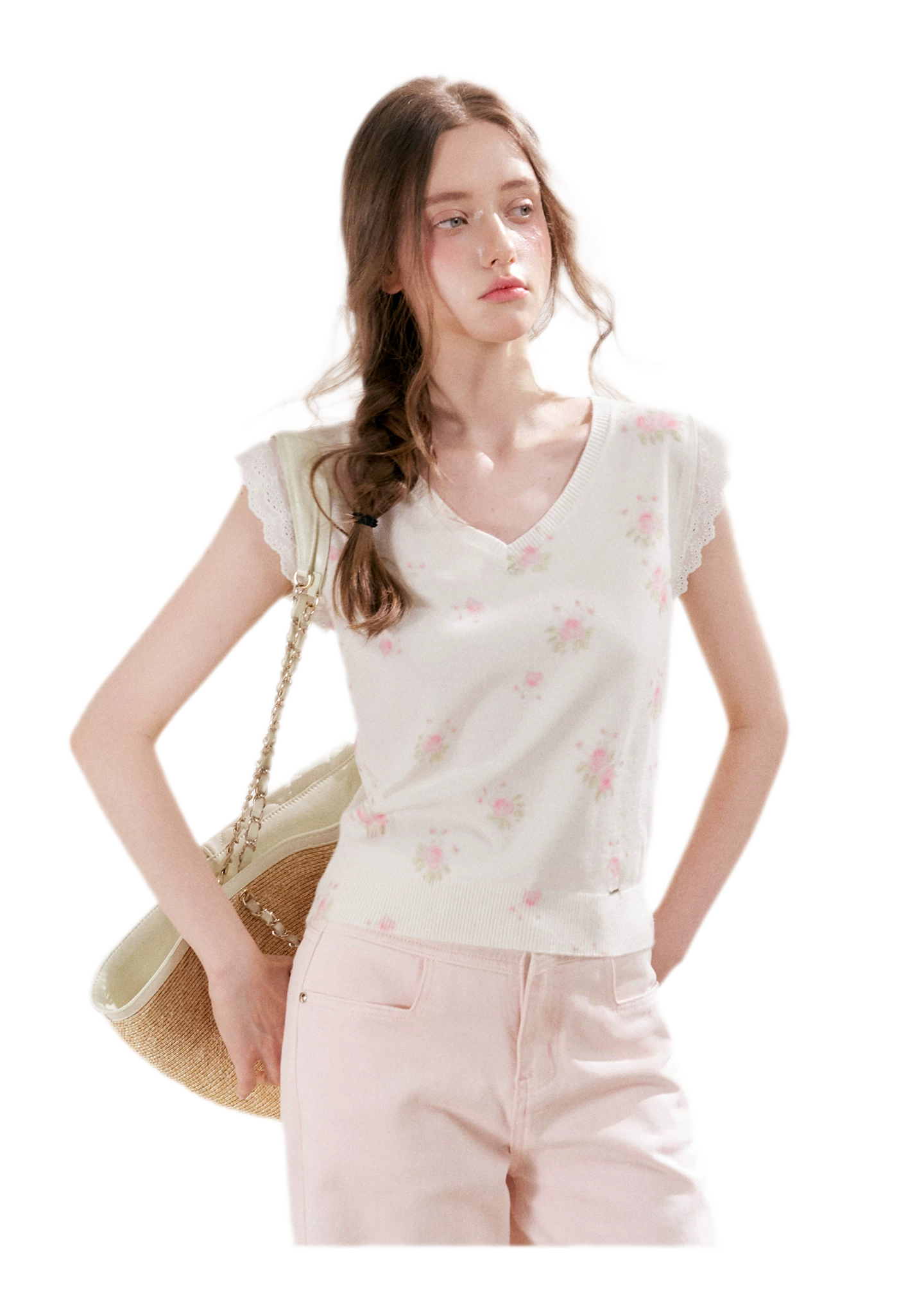 Rose Lace Knit Tee