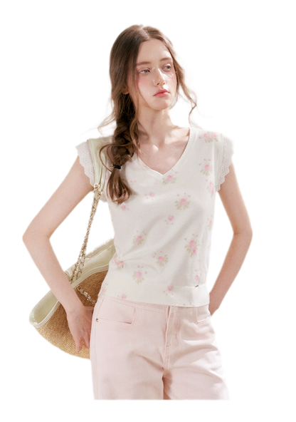 Rose Lace Knit Tee