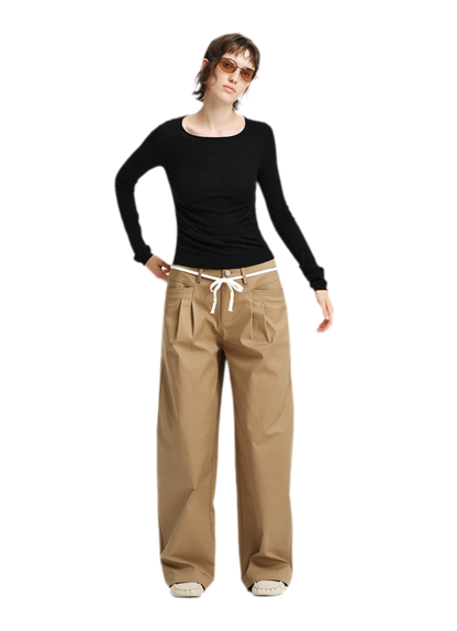 Top in maglia slim arricciato in lana