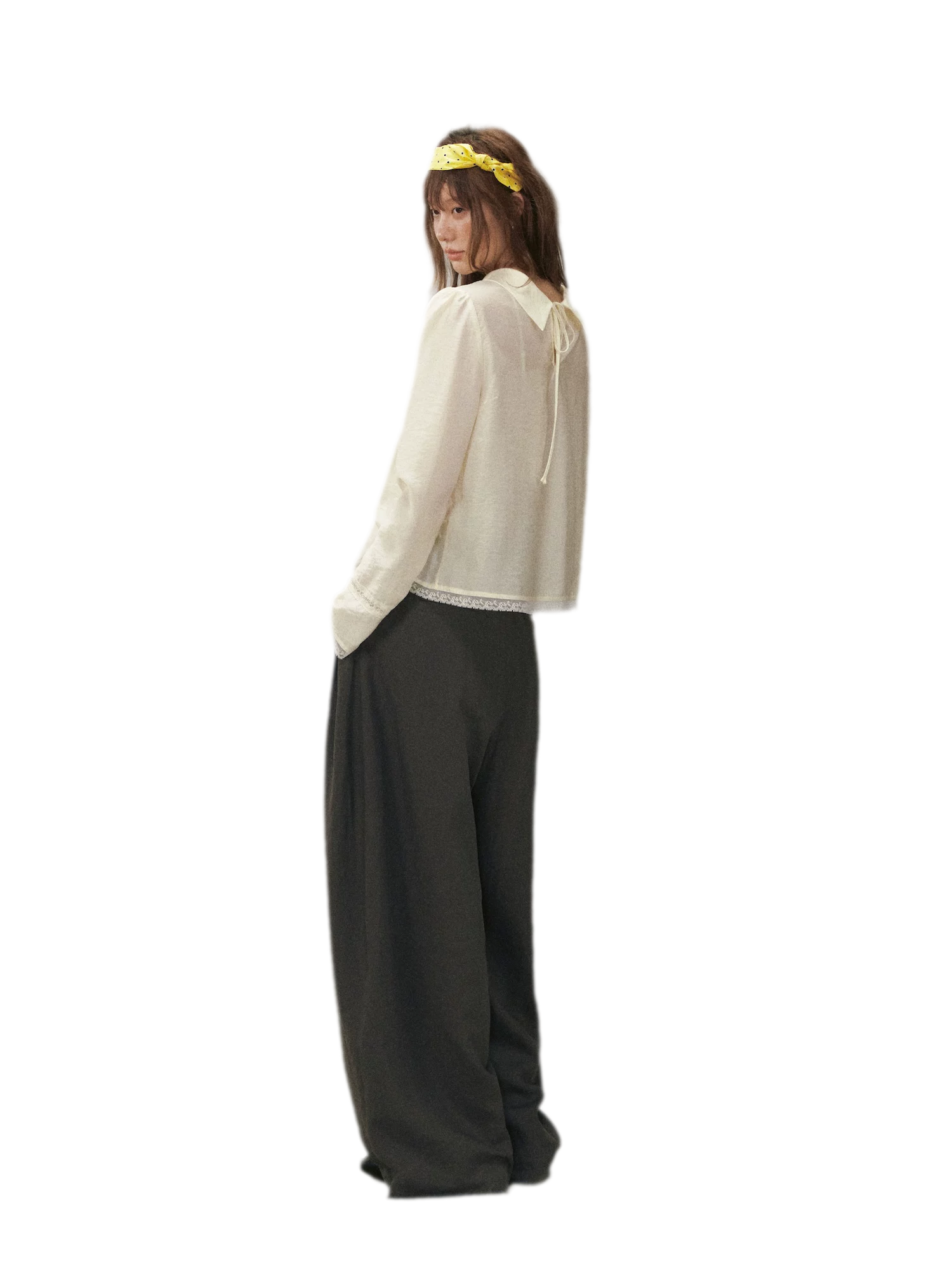 Pintuck Lace Cuff Blouse
