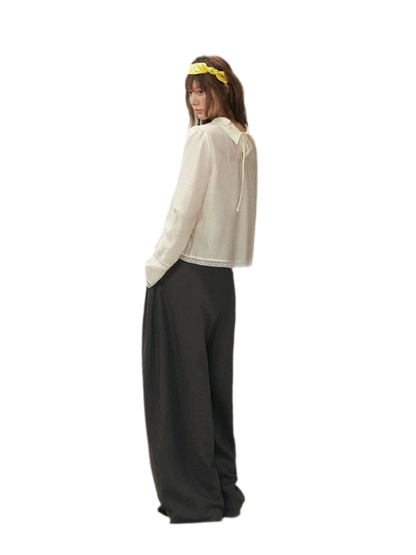 Pintuck Lace Cuff Blouse