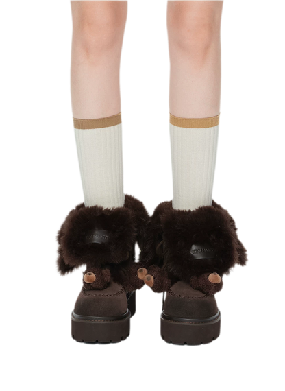 Plush Cuff Chunky Mid-Calf Boots