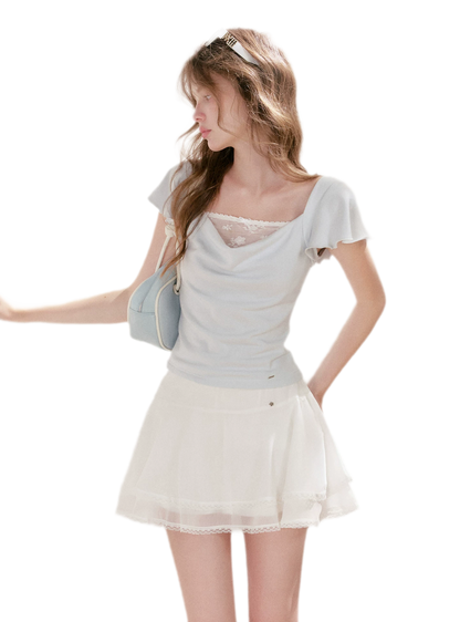 Lace Trim A-Line Skirt
