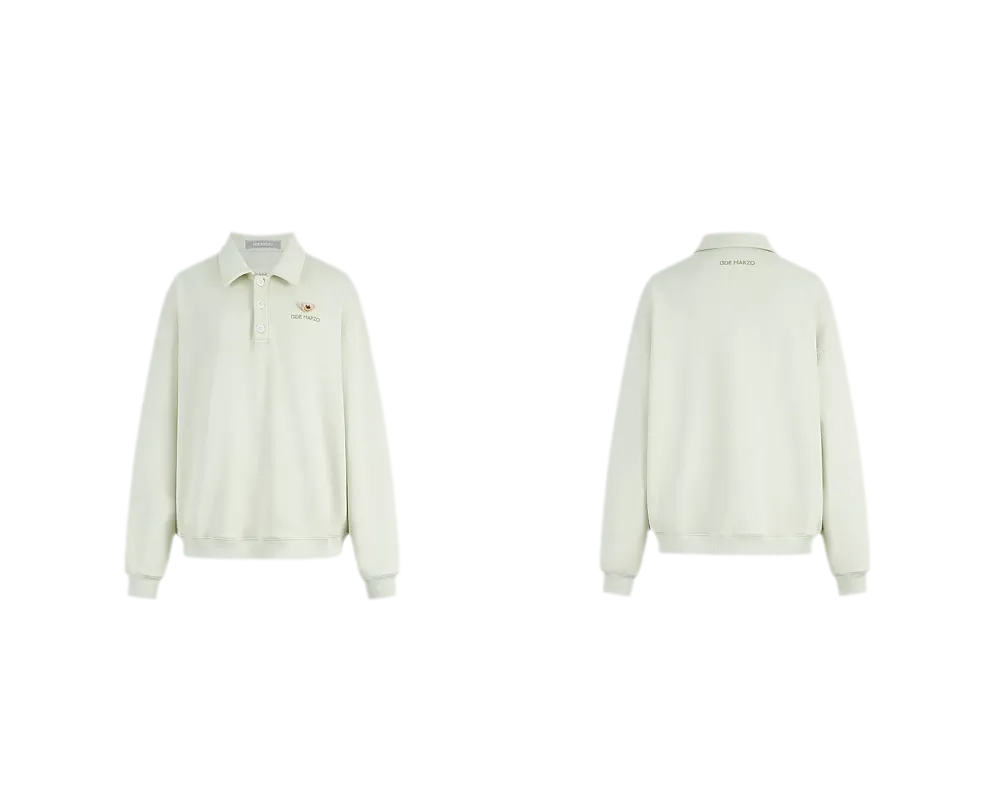 Textured Loose Polo Sweatshirt