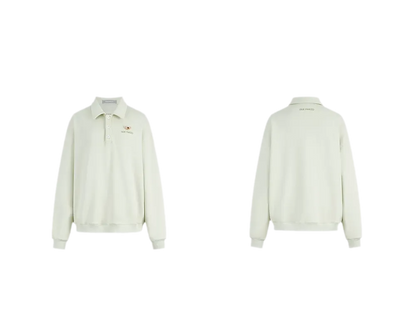 Textured Loose Polo Sweatshirt