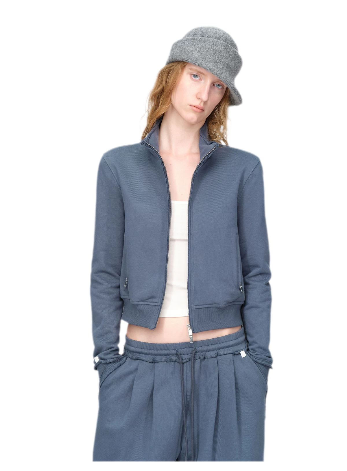 Raw-Edge Cropped Sweatshirt Set