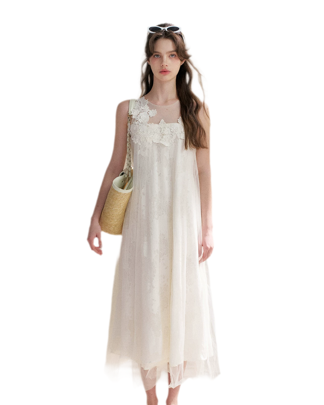 Sleeveless Mesh Lace Dress