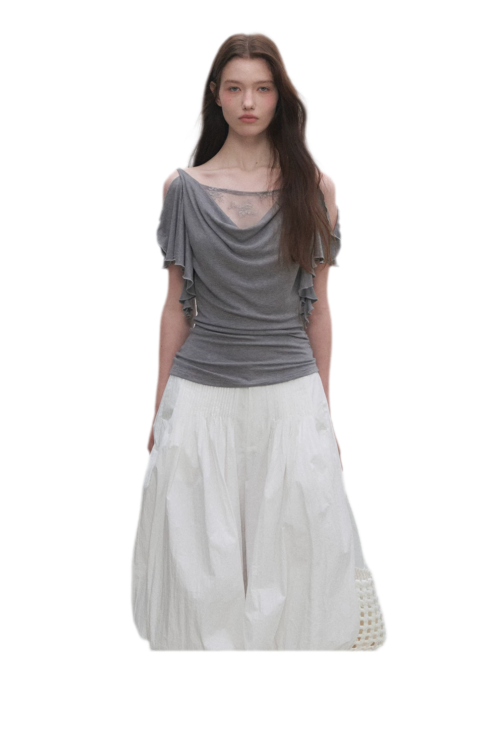 Tencel Lace Cowl Neck Top