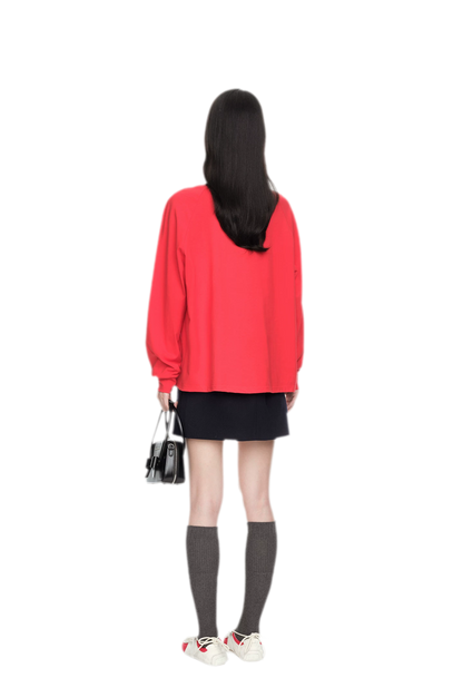 Ruffled Relaxed Cotton Long-Sleeve Tee