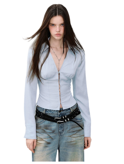 Cutout Tie Waist Shirt
