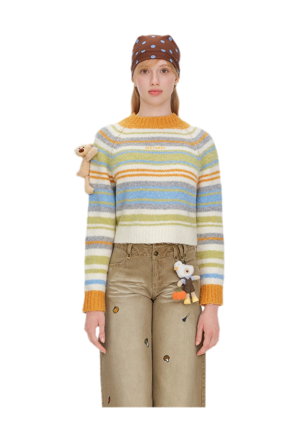 Color-Block Striped Fuzzy Sweater