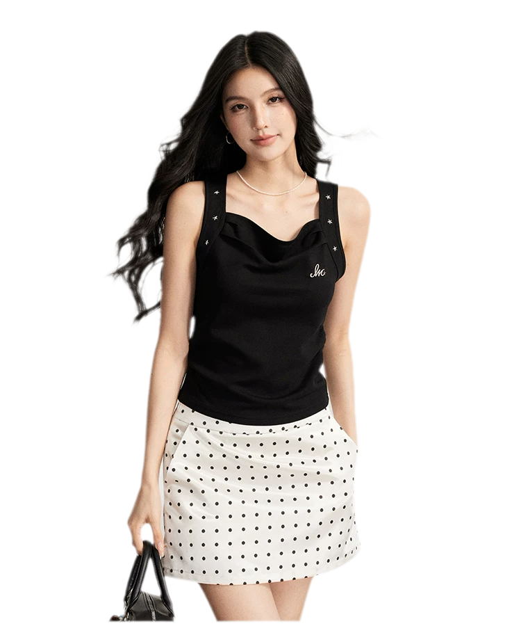 Lace Polka Dot Mini Skirt