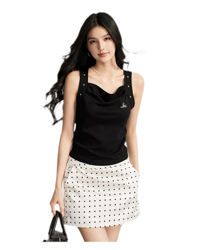 Lace Polka Dot Mini Skirt