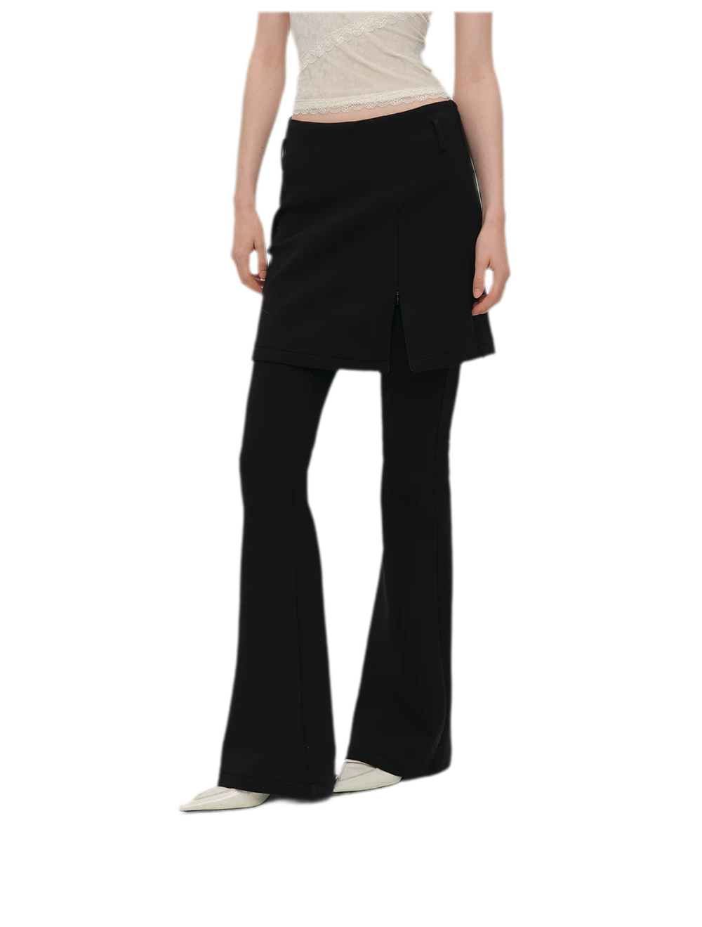 Layered Skirt Flare Pants