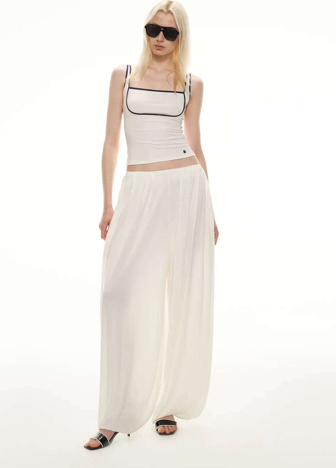 Tencel Blend Relaxed Wide-Leg Pants