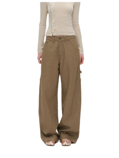 Enzyme-Washed Wide-Leg Utility Jeans