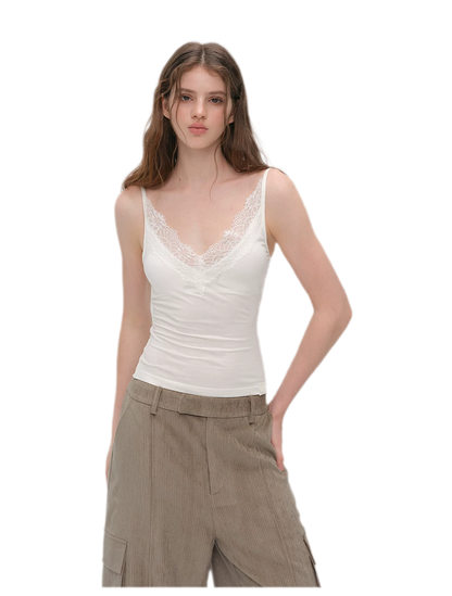 Lace Trim Built-In Bra Cami