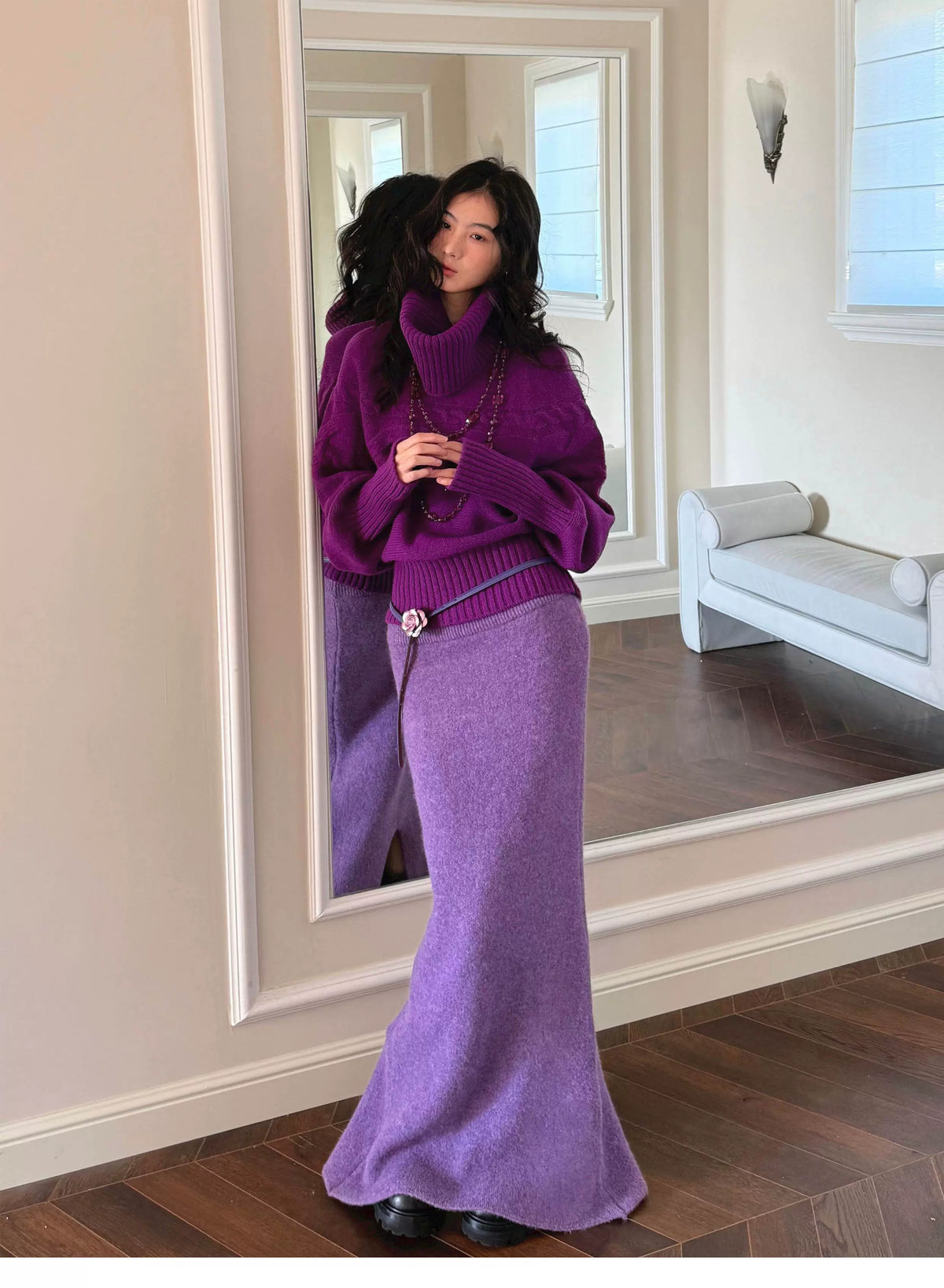 Multicolored Fishtail Knit Skirt