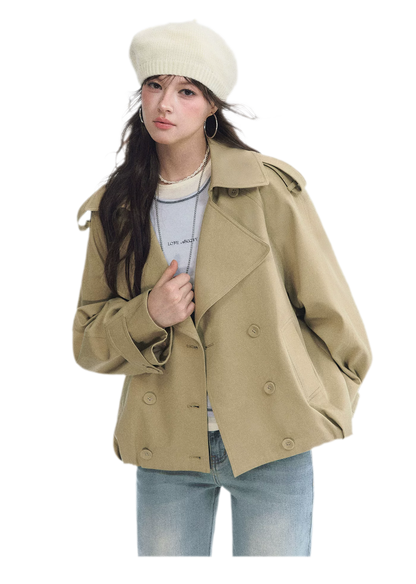 Cotton Cropped Double-Breasted Trench