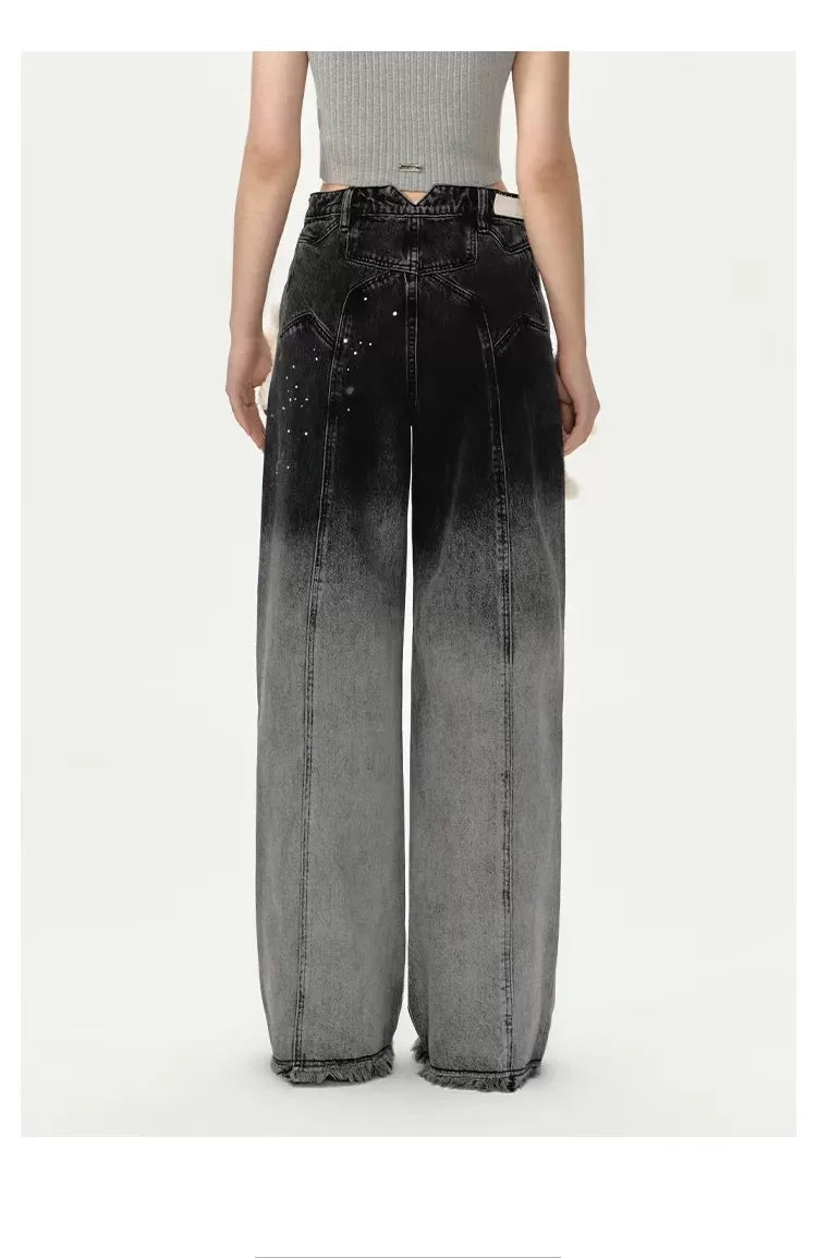 Unisex Glow Star Bear Wide-leg Casual Denim Pants